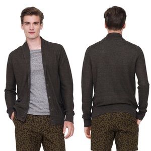 Club Monaco Linen Shaw Collar Dark Grey Cardigan